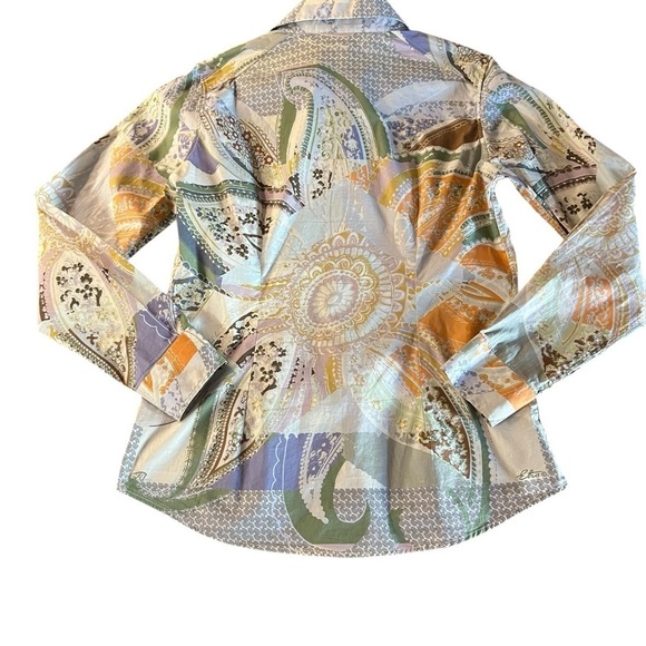 ETRO WOMEN’S GORGEOUS BUTTON DOWN BLOUSE SIZE 46 LIGHTWEIGHT COTTON ABSTRACT - Picture 11 of 12